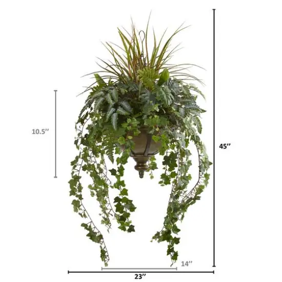 3.7ft. Ivy & Mixed Greenery Artificial Plant in Hanging Metal Bowl {3}