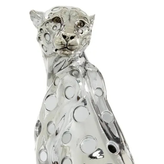 16" Silver Glam Leopard Sculpture {5}