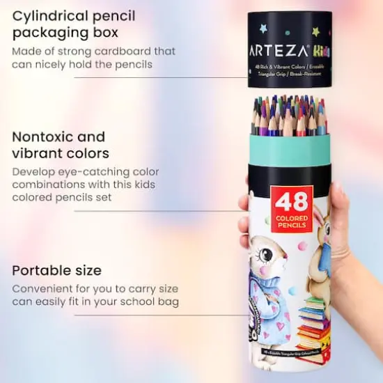 Arteza&reg; Kids Colored Triangular Pencils, Erasable, Set of 48 pcs {6}