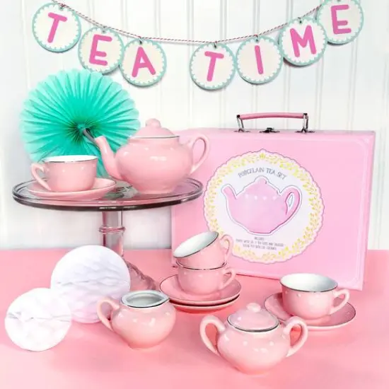 Bright Stripes Pink Porcelain Tea Set {3}