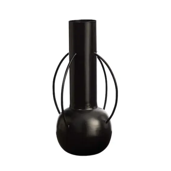 14" Black Contemporary Metal Vase {1}