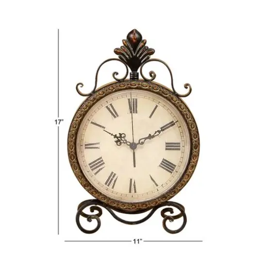 17" Brown Metal Rustic Clock {9}