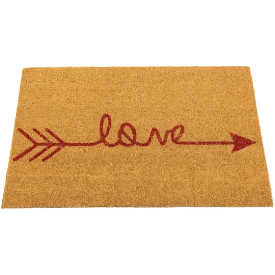 Red Love Arrow Natural Coir Outdoor Doormat {4}