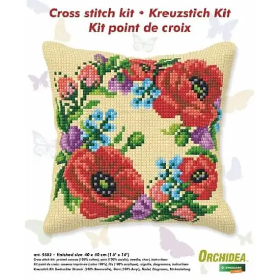 Orchidea Cushion Cross Stitch Kit Wild Flowers {3}