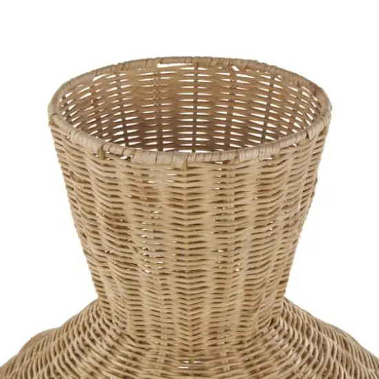 18" Brown Rattan Handmade Woven Tapered & Fluted Vase {5}