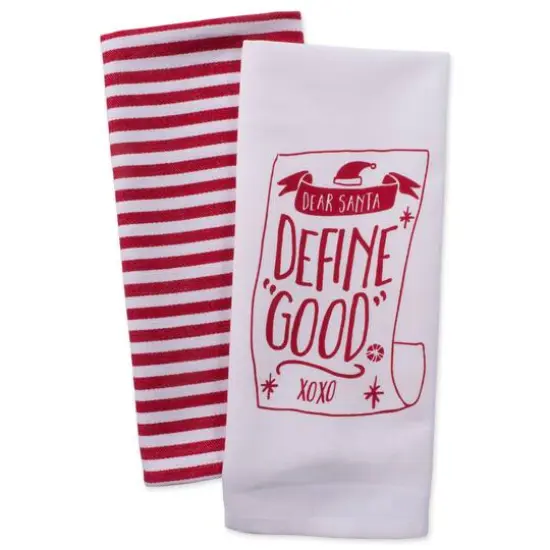 DII&reg; Assorted Dear Santa Holiday Printed Dishtowel Set {4}