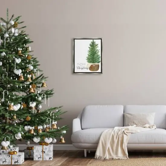 Stupell Industries All Hearts Home For Christmas Phrase Floater Canvas Wall Art Gray {3}