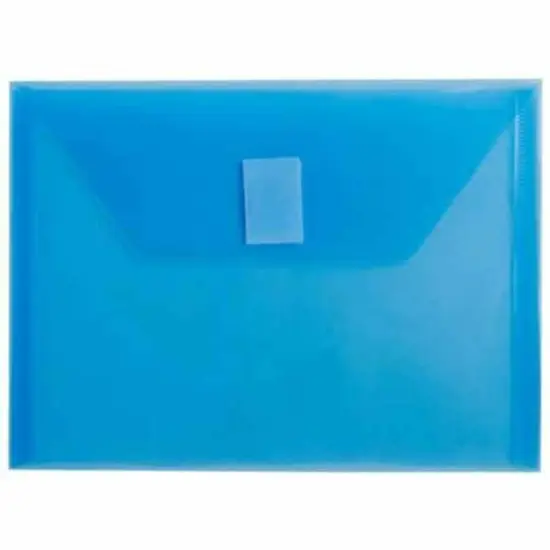 JAM Paper 5.5" x 7.5" Plastic Booklet Envelopes with Hook & Loop Closure, 24ct. Blue {1}