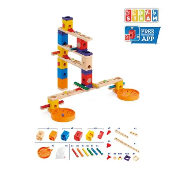 Hape Quadrilla Wooden Music Motion Marble Run Construction Set {7}