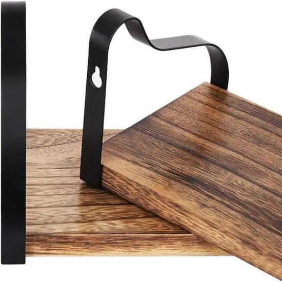 NEX&trade; Brown Floating Wall Shelves Set with Metal Rack Brackets {4}