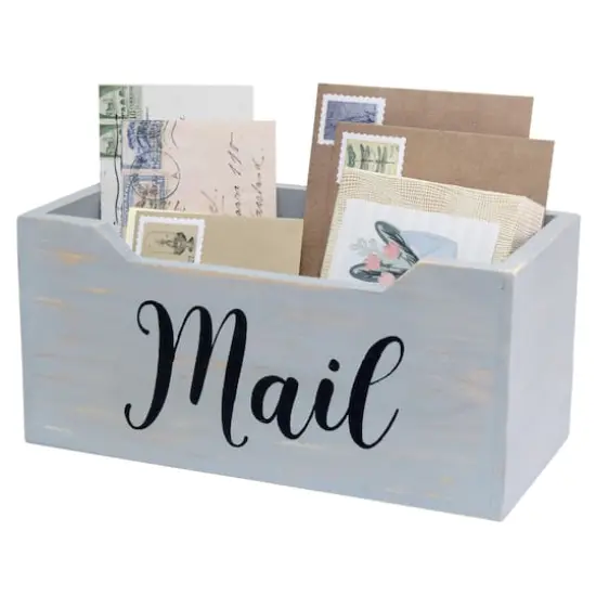Elegant Designs Decorative Script Word Mail Organizer Box Gray Wash {6}