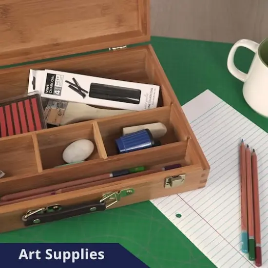 Pacific Arc 14" x 11" Bamboo Paint Box with Palette & 5 Compartments {10}