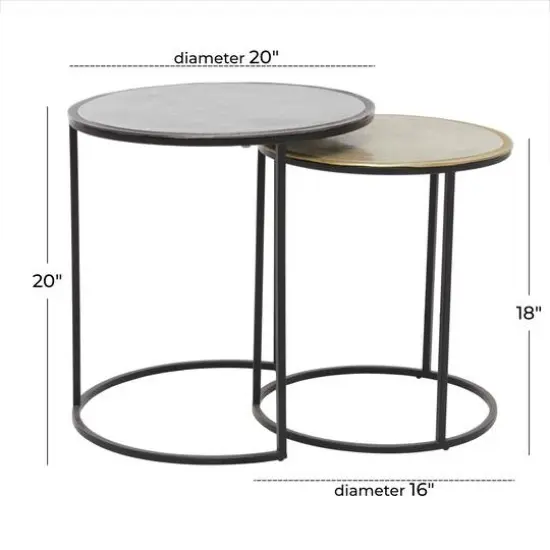 20" Black Aluminum Industrial Accent Table Set {8}