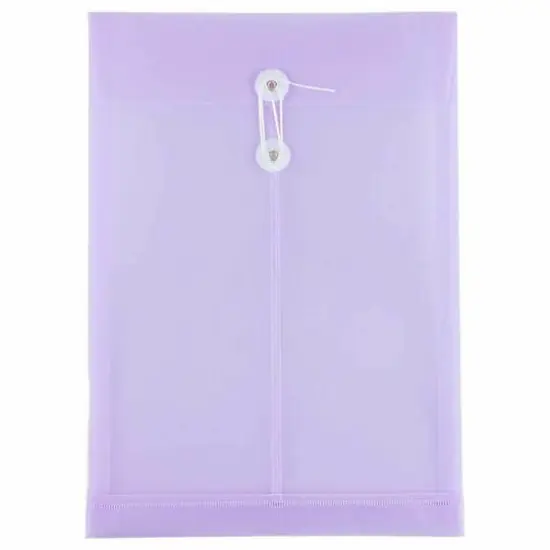 JAM Paper 9.75" x 14.5" Lilac Plastic Button String Open End Envelopes, 108ct. {1}