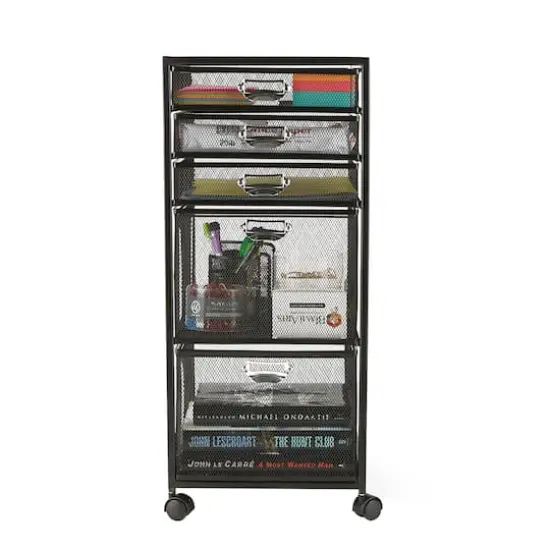 Mind Reader Black 5-Drawer Rolling File Cabinet {5}