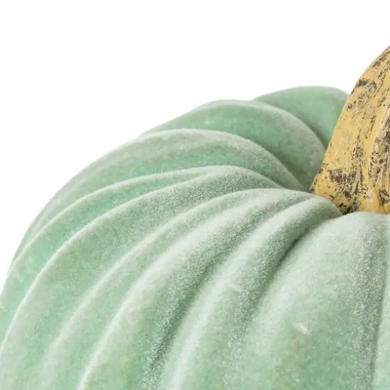 Glitzhome&reg; Mint Green Velvet Pumpkins Set {6}