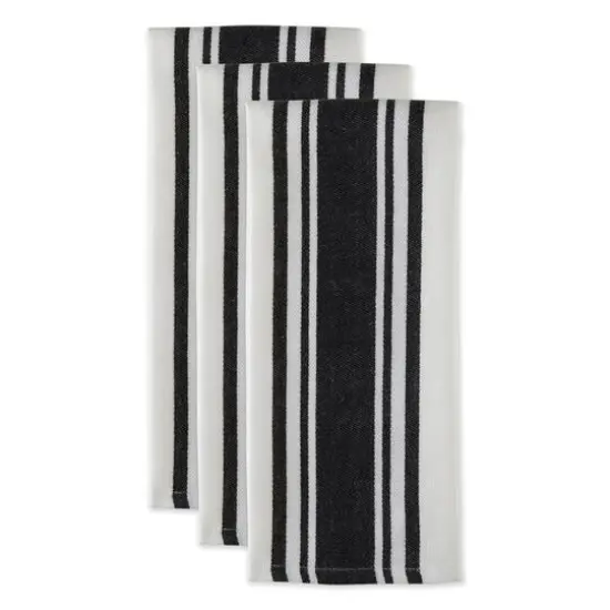 DII&reg; Black Chef Stripe Dish Towels, 3ct. {4}