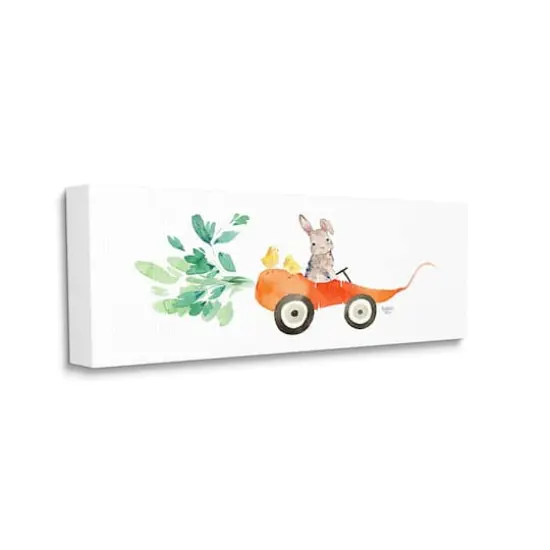 Stupell Industries Spring Rabbit Chicks Riding Seasonal Carrot Wagon Canvas Wall Art {4}