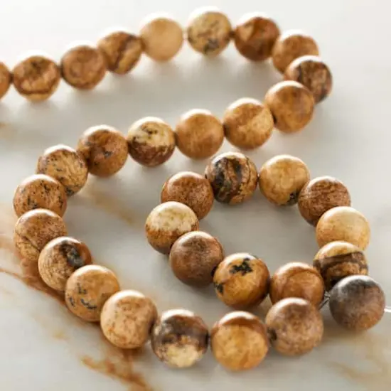 Natural & Brown Picture Jasper Round Beads, 6mm by Bead Landing&trade; {3}