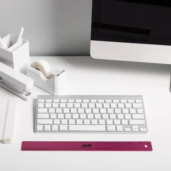 JAM Paper Metallic Stainless Steel Rulers, 12ct. Fuchsia {7}