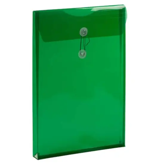 JAM Paper Legal Size Plastic Envelopes with Button & String Tie Closure, 12ct. Green {5}