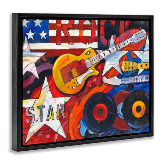 Stupell Industries Rockstar Americana Music Tribute Floater Framed Art Black {4}