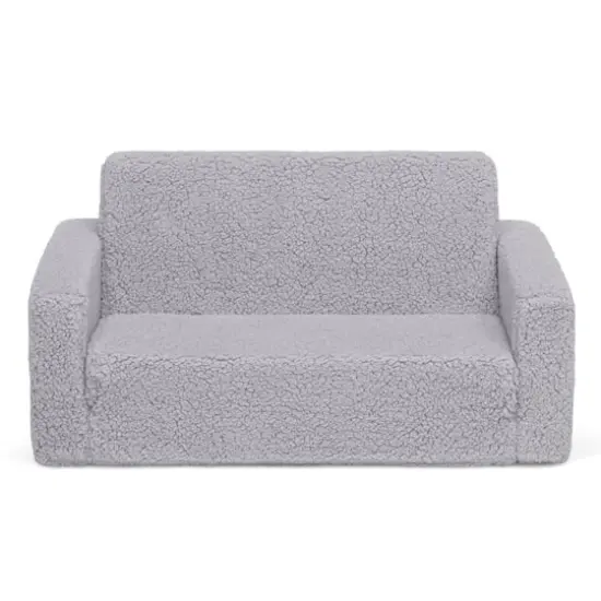 Delta Children Cozee Flip Out Sherpa 2 in 1 Convertible Sofa to Lounger for Kids Gray {5}