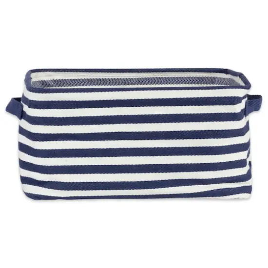 DII® Medium French Blue & White Herringbone Striped PE-Coated Cotton Laundry Bins, 2ct. {3}