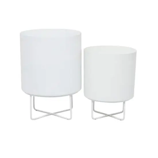 White Modern Planter, Set of 2" 16", 13" {1}
