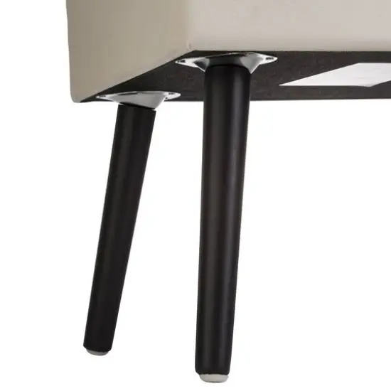 Glitzhome&reg; Velvet Upholstered Storage Stool Seashell White {8}