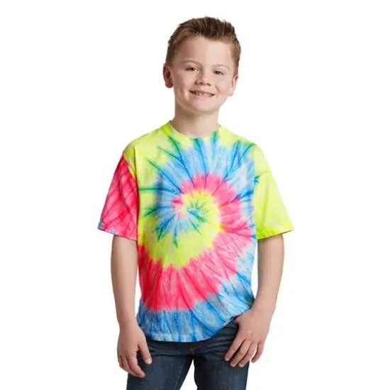 Port & Company&reg; Youth Tie-Dye T-Shirt Neon Rainbow {4}