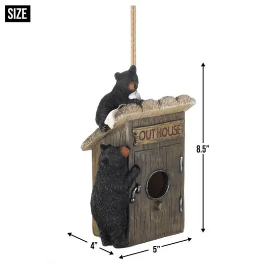 8.5'' Black Bear Outhouse Birdhouse  {5}