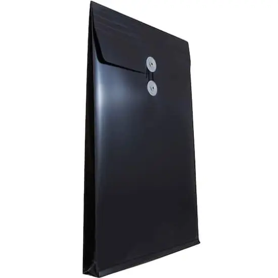 JAM Paper Legal Size Plastic Envelopes with Button & String Tie Closure, 12ct. Black {5}