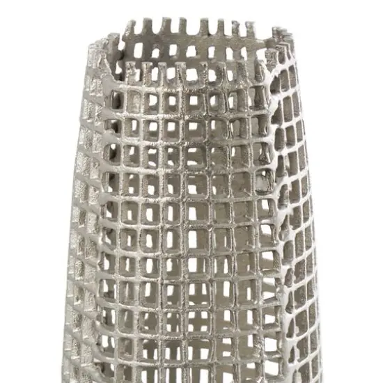 3ft. Silver Aluminum Grid Inspired Vase with Open Frame Design {4}