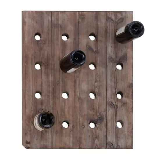 25" Brown Wood Rustic Wine Holder Rack {1}