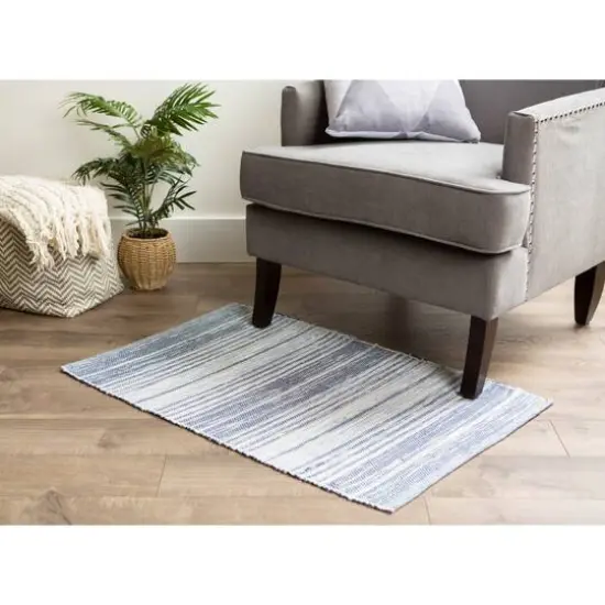 DII&reg; Variegated French Blue Recycled Yarn Rug , 2ft. x 3ft. {4}
