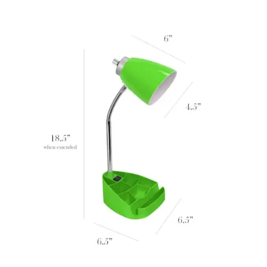 LimeLights 18.5" Gooseneck Desk Lamp with Tablet Stand and Charging Outlet Green {3}
