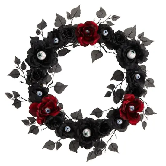 24" Eyeball Rose Halloween Artificial Wreath {1}