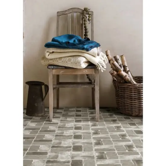 FloorPops Harvard Brick Gray Peel & Stick Floor Tiles {3}