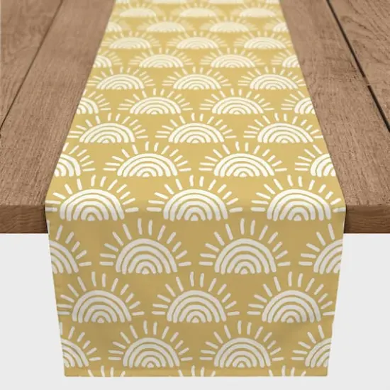 90" Sun Pattern Cotton Twill Runner Yellow {1}