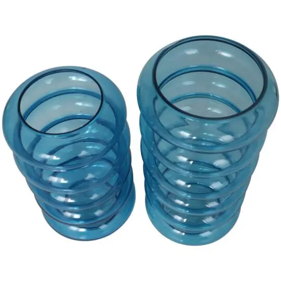 Blue Bubble Glass Vase Set {6}