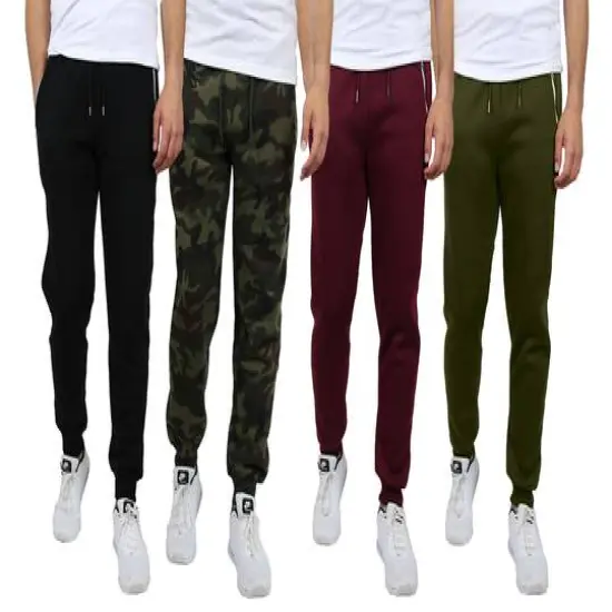 Galaxy by Harvic Fleece-Lined Men's Jogger Sweatpants with Zipper Pockets 4 Pack Black/Woodland/Burgundy/Olive {1}