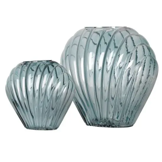 American Art Decor Sea Scallops Azure Glass Vase Set Blue {1}