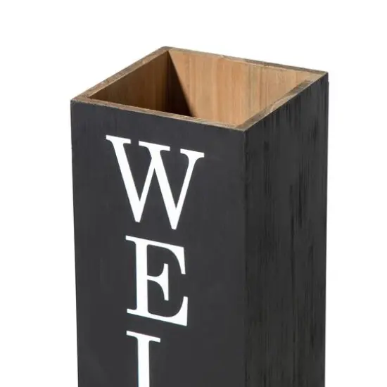 Glitzhome&reg; 30" Black Wood Boxed Welcome Home Porch Sign {8}