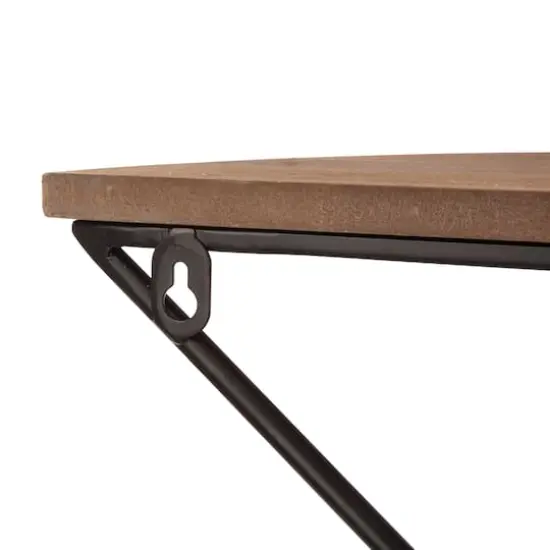 Glitzhome&reg; Farmhouse Metal & Wooden Triangle Floating Shelf Set {8}