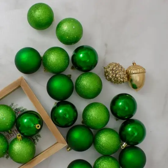 24ct. 2.5"Xmas Green 4-Finish Shatterproof Christmas Ball Ornaments {3}