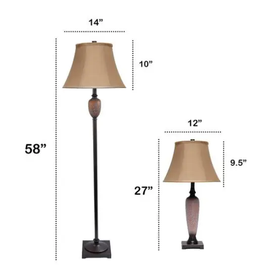 Lalia Home Hammered Bronze Table and Floor Lamp Set {4}