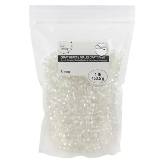 Clear Aurora Borealis Faceted Acrylic Round Craft Beads by Bead Landing&trade;, 8mm {3}