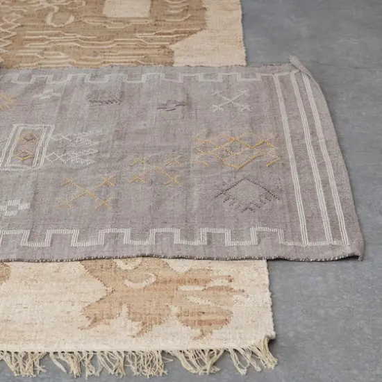 Hello Honey&reg; Natural and Brown Cotton and Jute Rug with Tiger and Tassels, 9ft. x 6ft. {4}