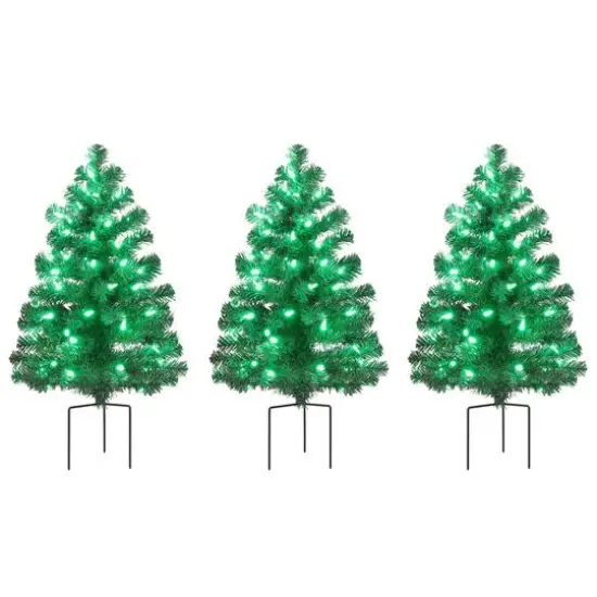 3ct. Pre-Lit Alexa Enabled Pathway Artificial Christmas Tree Set {4}